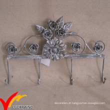 Flor, forma, vintage, metal, parede, casaco, ganchos